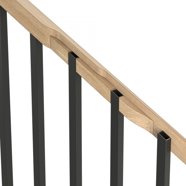 Handlauf 45x45 mm mit Holzeinsatz Eiche - System x25